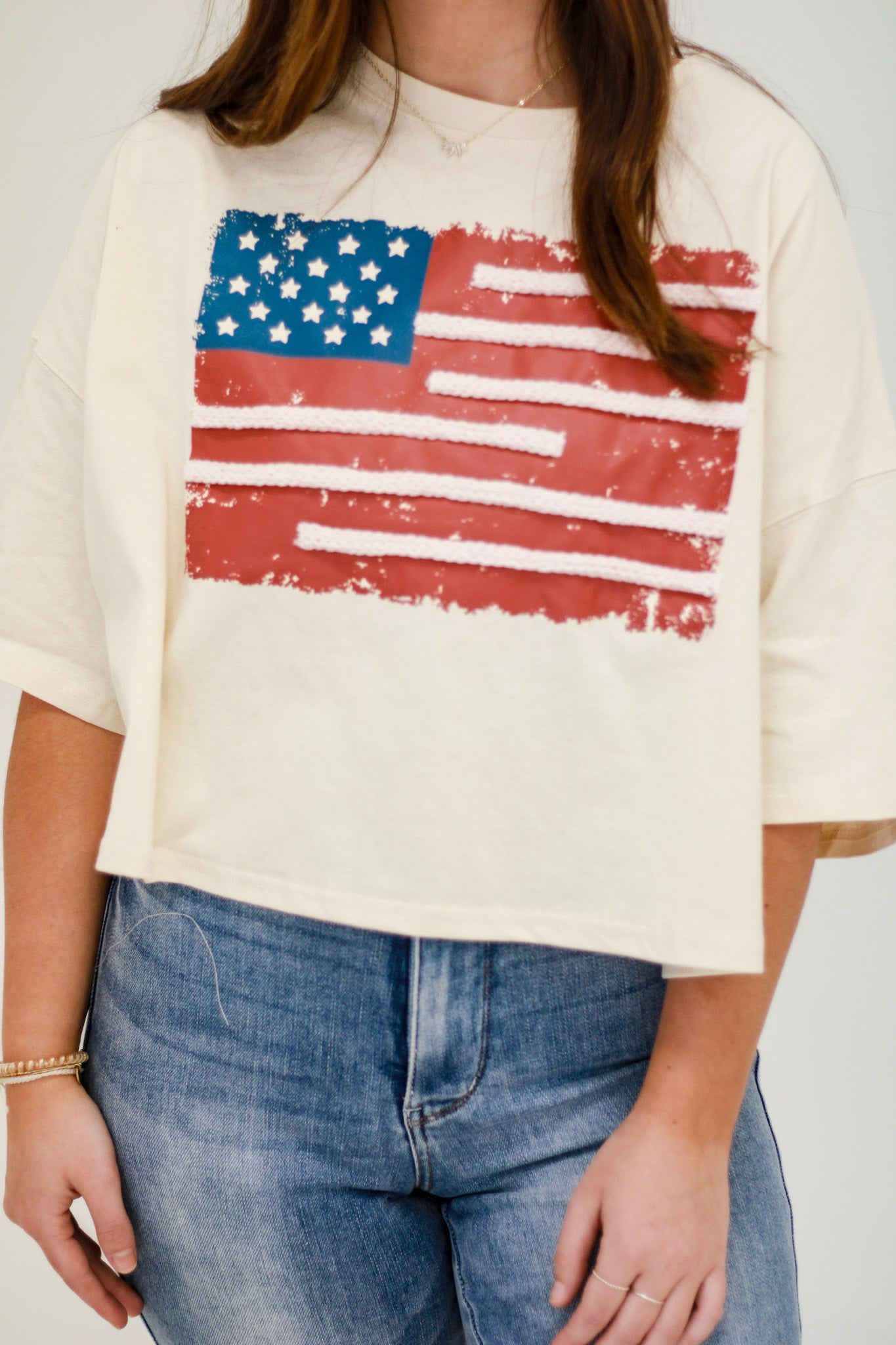 Vintage USA Flag in Cream