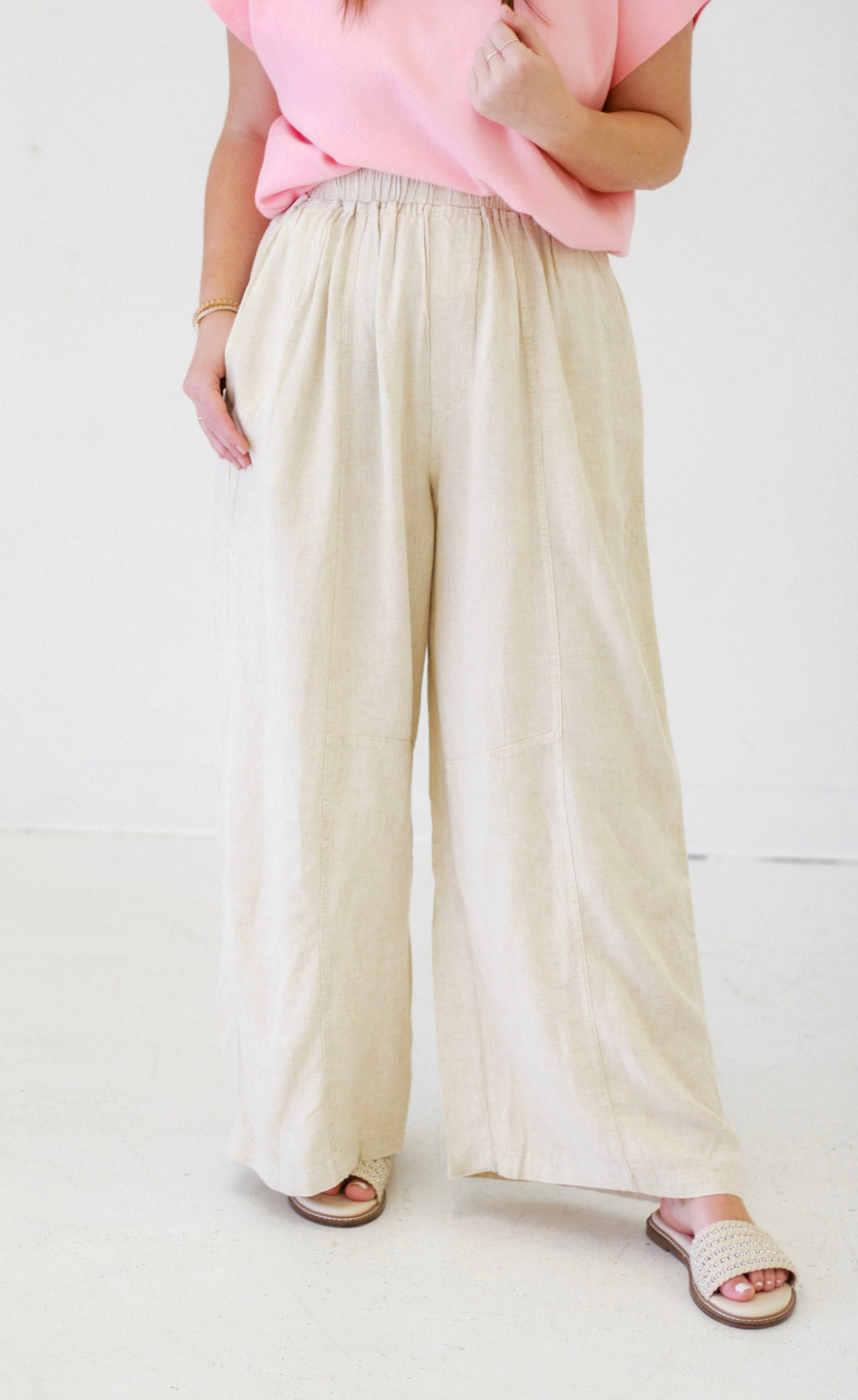 Everyday Wear Linen Blend Pants in Oatmeal