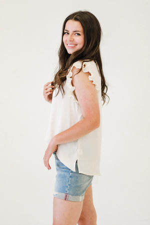 Azure Aura Sleeveless Blouse in Oatmeal