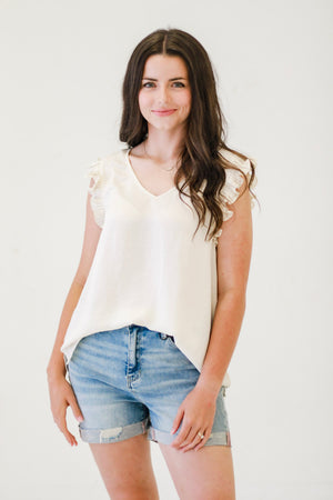 Azure Aura Sleeveless Blouse in Oatmeal