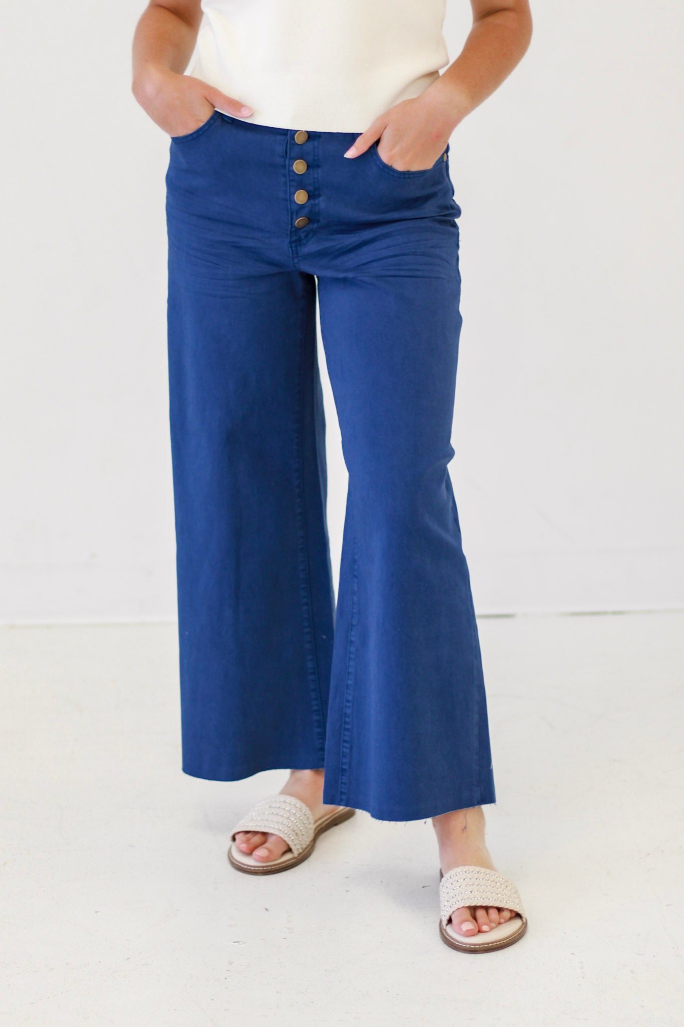 Downtown Vibes Wide Leg Pants in Royal Blue