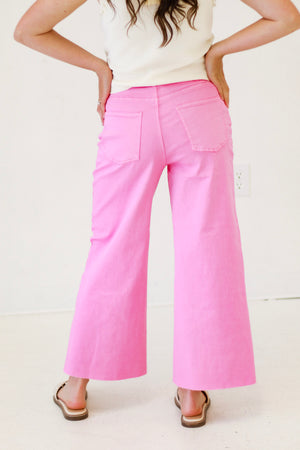 Downtown Vibes Wide Leg Pants in Barbie Pink