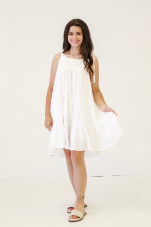 Daytime Diva Tiered Dress in White