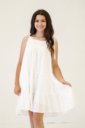 Daytime Diva Tiered Dress in White