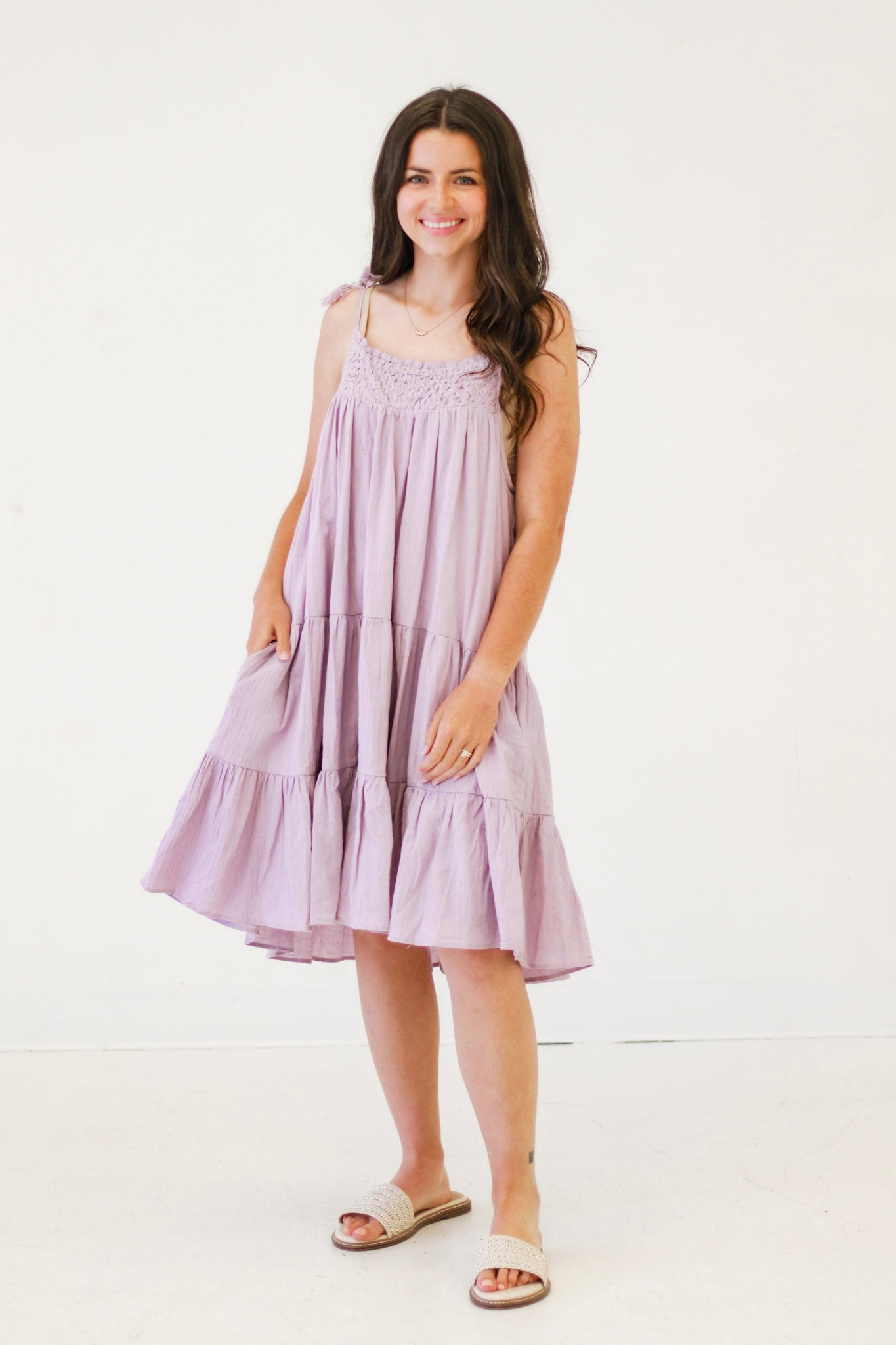 Daytime Diva Tiered Dress in Dusty Lilac