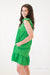 Flowy and Free Ruffled Linen Dress in Kelly Green