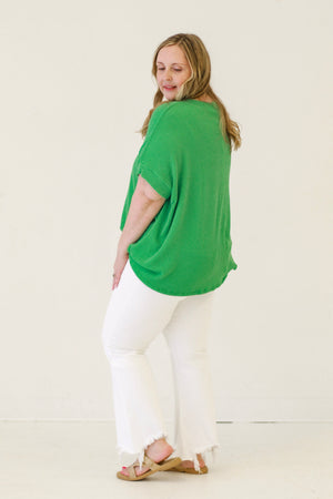 Do You Believe in Love Ribbed Top in Kelly Green