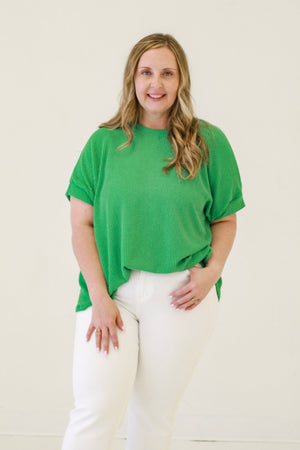 Do You Believe in Love Ribbed Top in Kelly Green