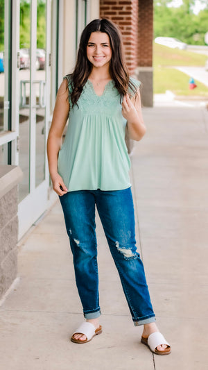 Just Darling Tank in Sage