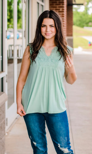 Just Darling Tank in Sage