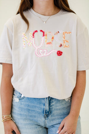 Nurse Stethoscope Patchwork Tee