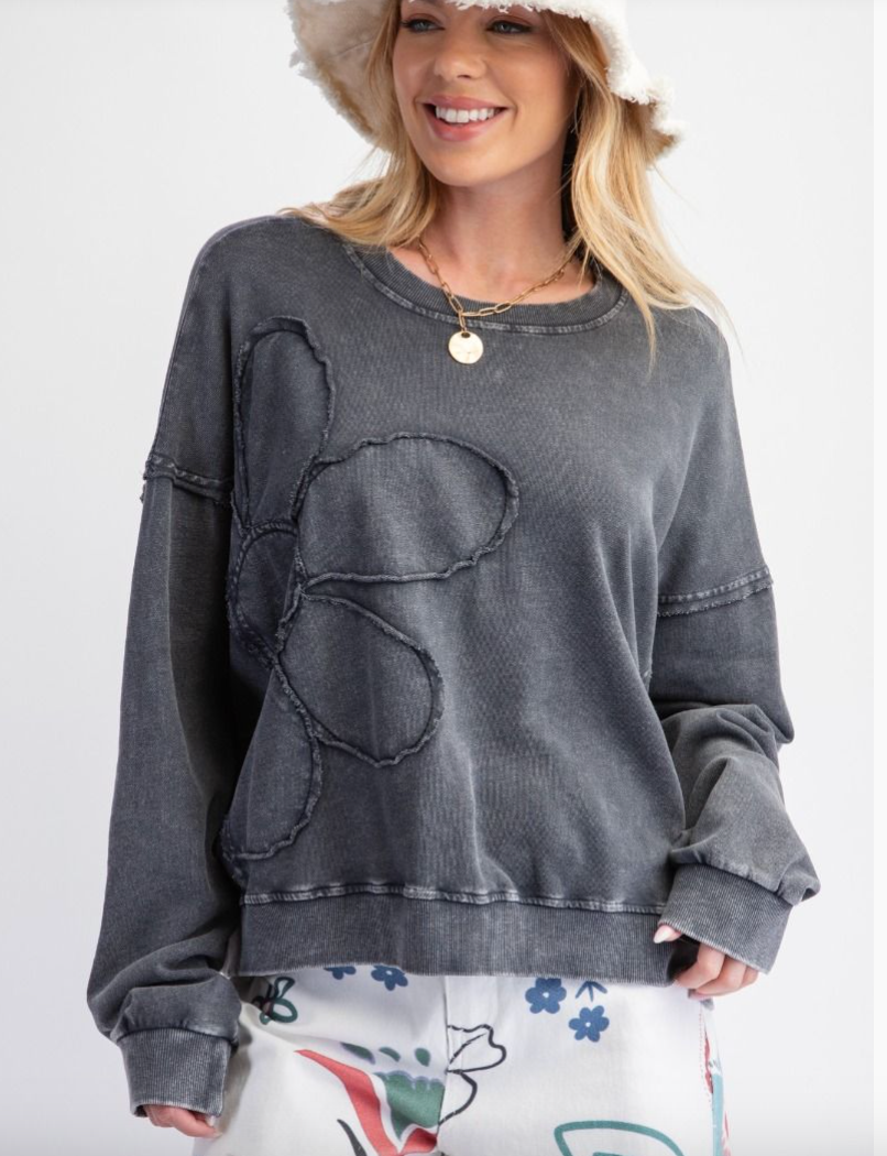 Flower Power Pullover in Black