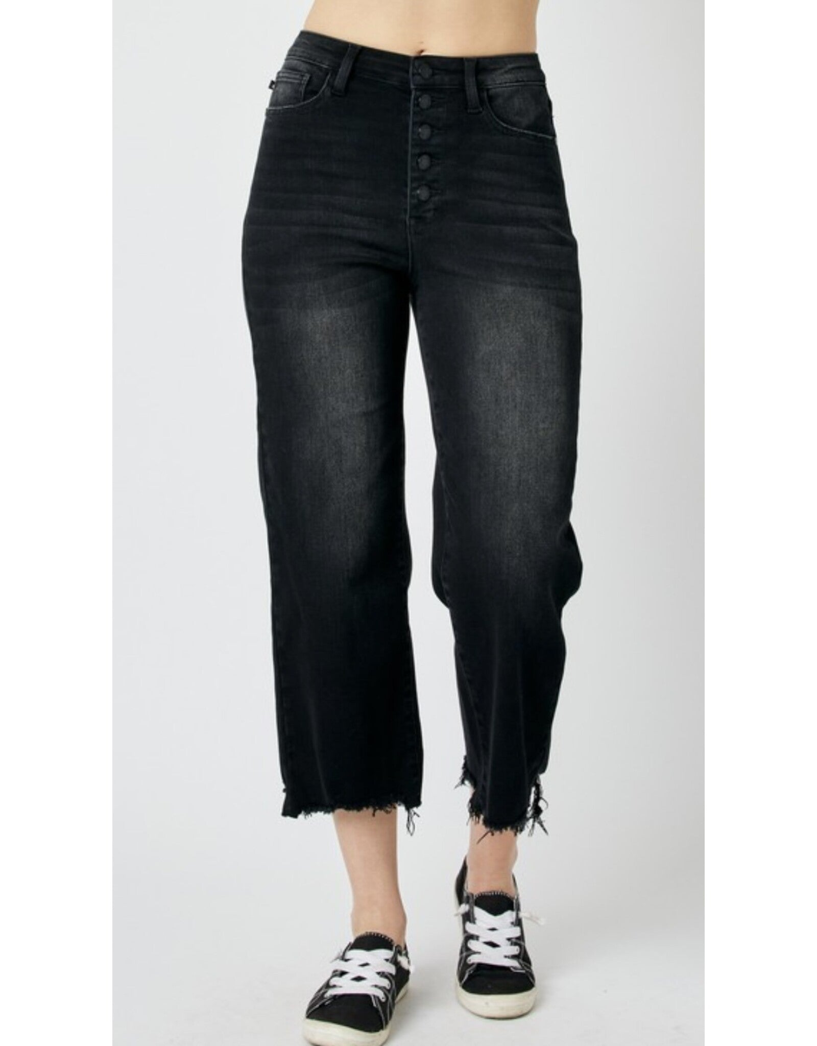 High Waist Destroyed Raw Crop Judy Blue Jeans