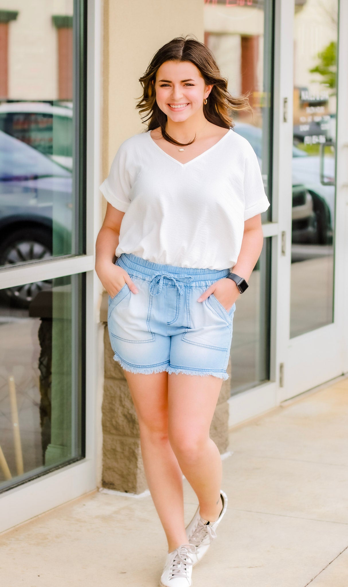 Comfy Drawstring Shorts in Denim