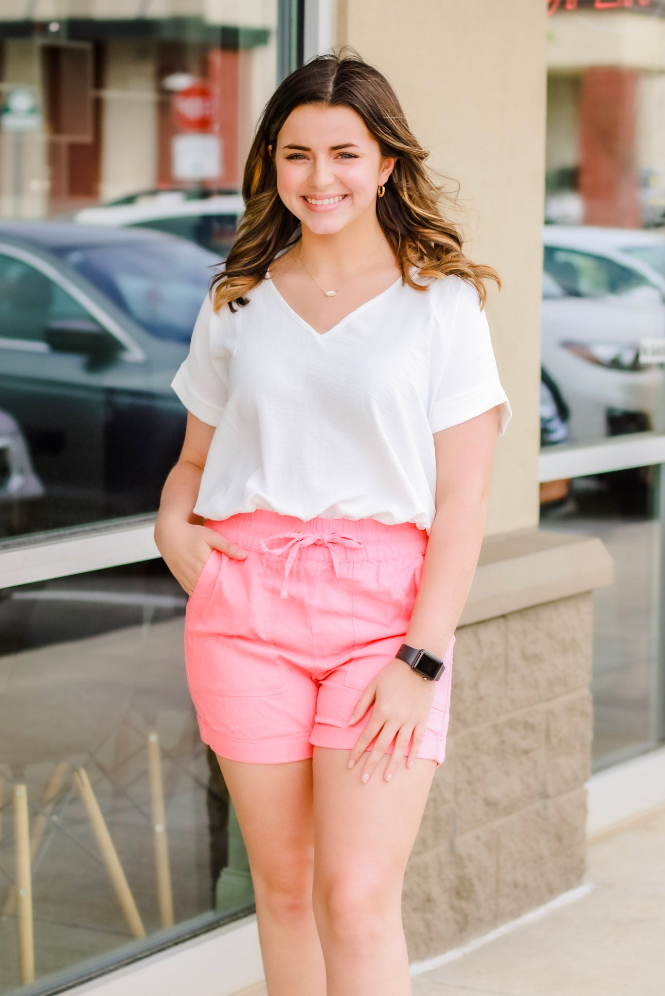 Comfy Drawstring Shorts in Pink