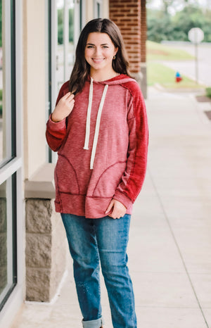 Ribbed Heaven Hoodie in Burgundy