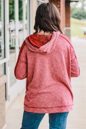 Ribbed Heaven Hoodie in Burgundy