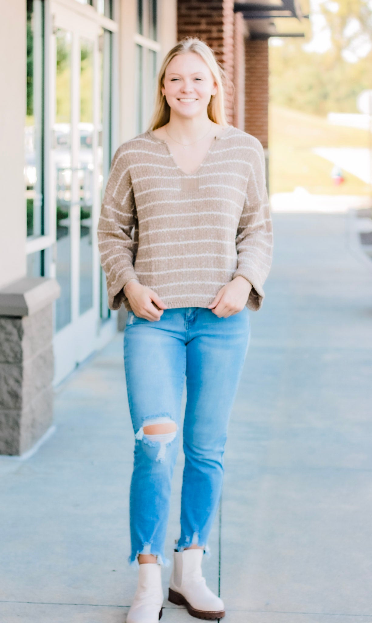 Downtown Mocha Striped Sweater