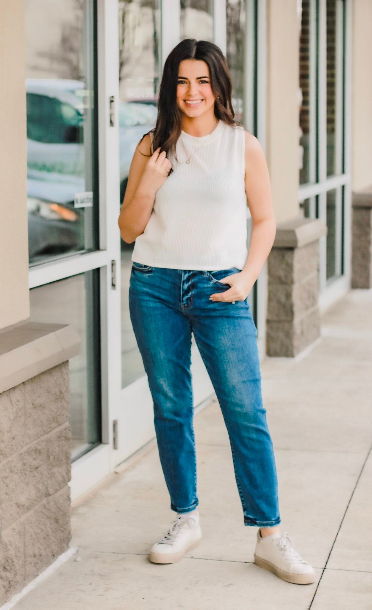 All For This Ribbed Tank in Ivory