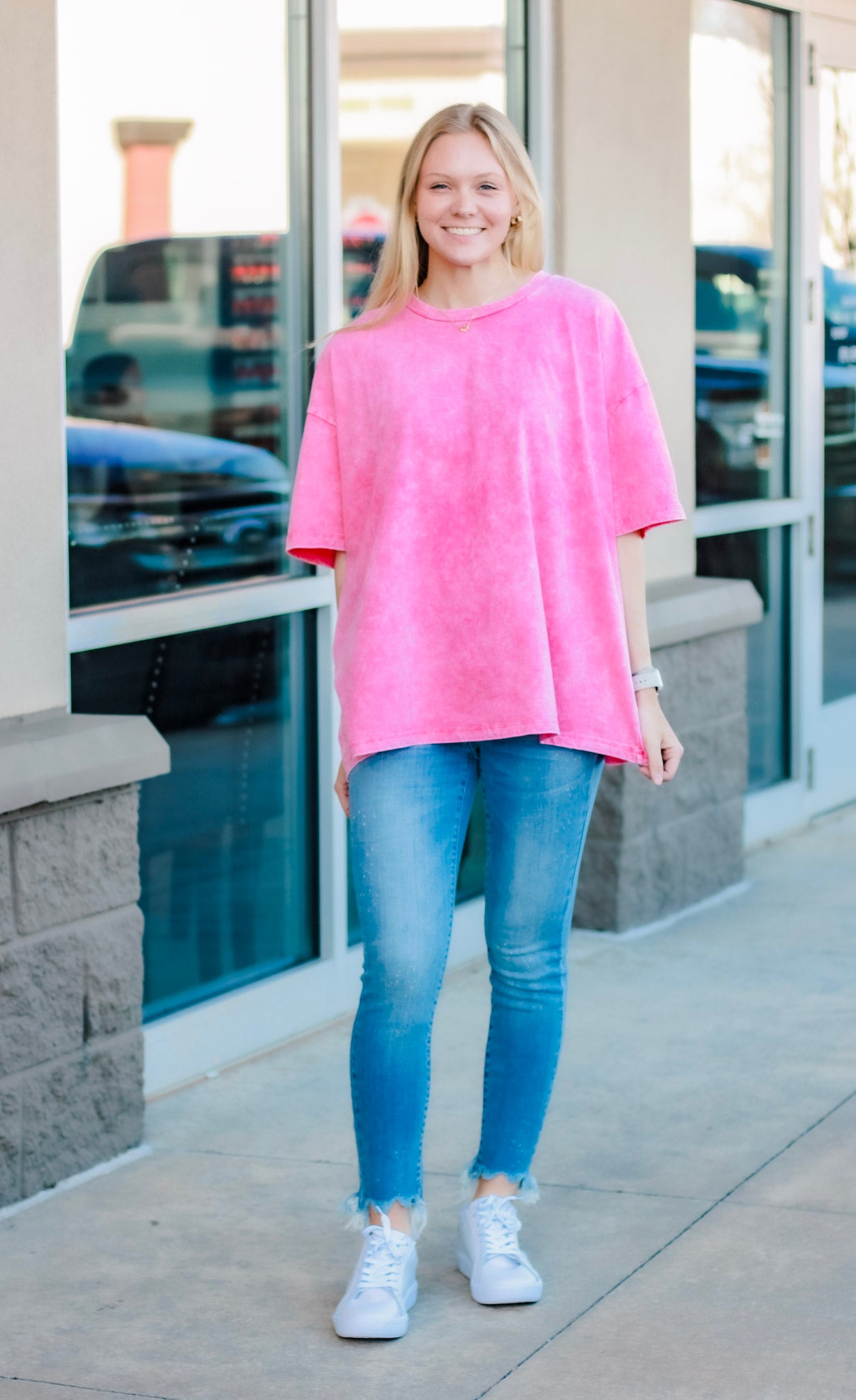 Neon Pink Washed Oversized T Shirt