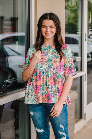 On a Cruise Floral Top