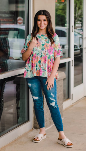 On a Cruise Floral Top