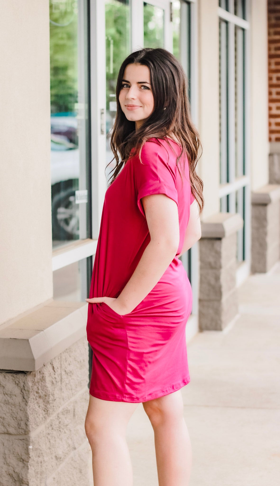 Magenta t shirt sales dress