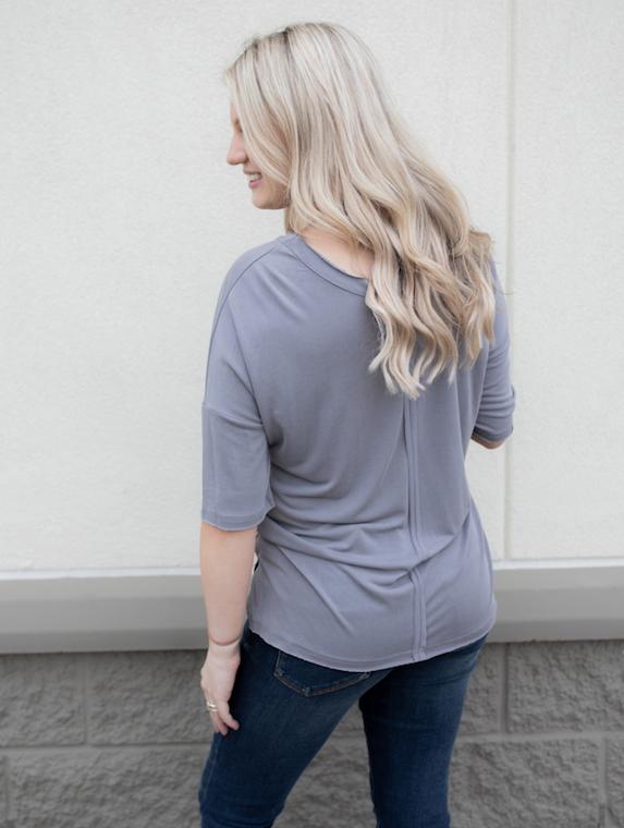 Subtly Distressed Tee- Grey