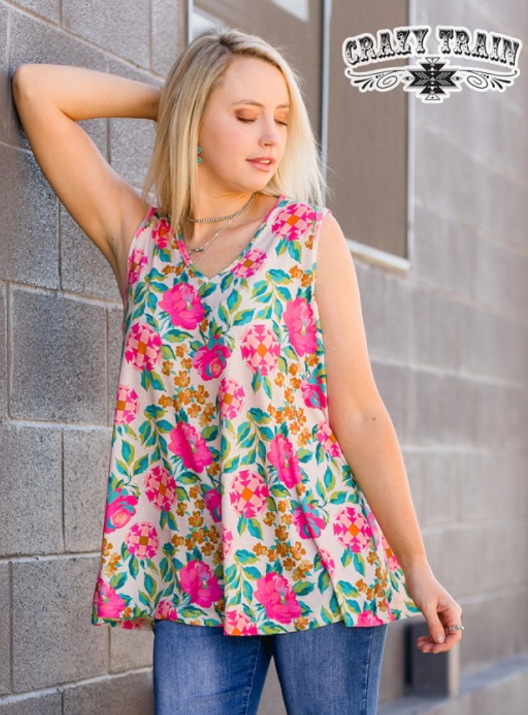 Aztec Blossom Tank - Allure Clothing Boutique