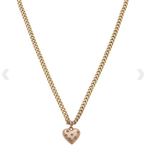 CANVAS Style Micaela Rhinestone-Studded Puffed Heart Necklace